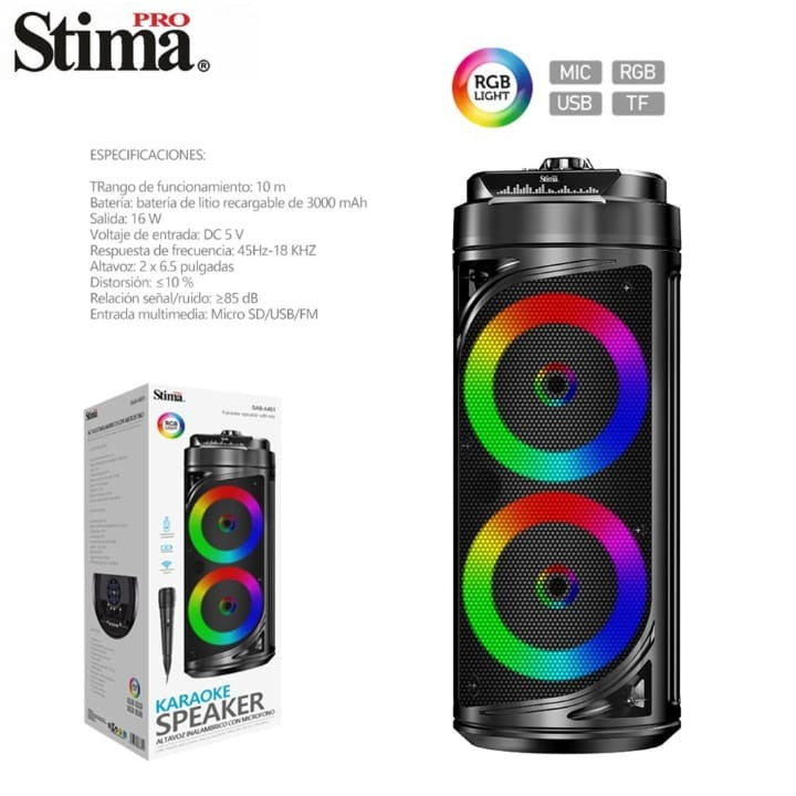 Altavoz Karaoke Torre con Micrófono y Aros LED RGB - altavoz bluetooth
