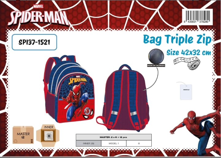Mochila escolar Spider-Man Triple Zip
