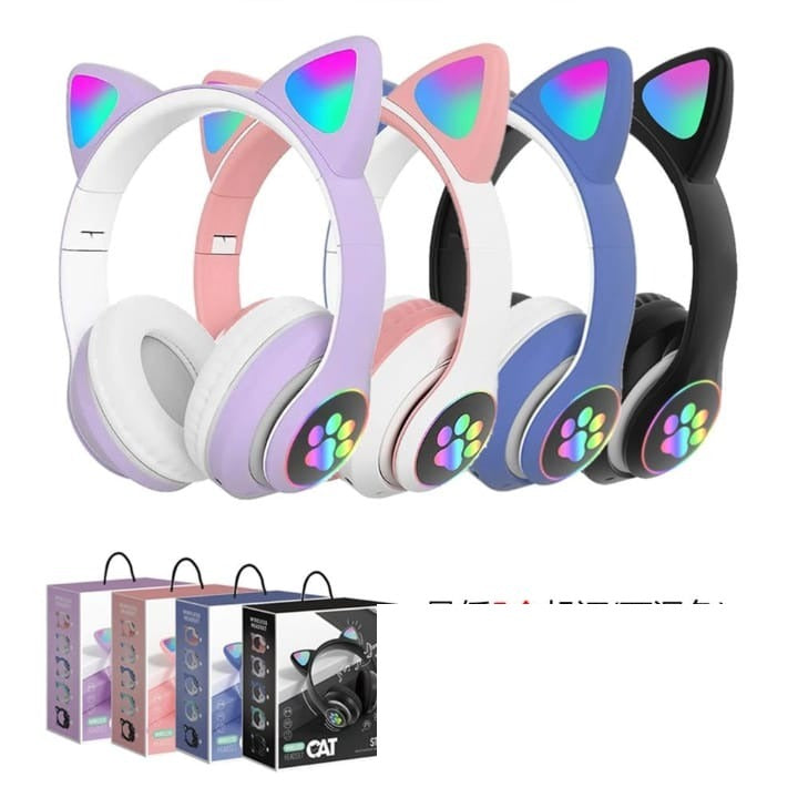 Auriculares Bluetooth Diadema Orejas de Gato con Luces LED - auriculares inalámbricos
