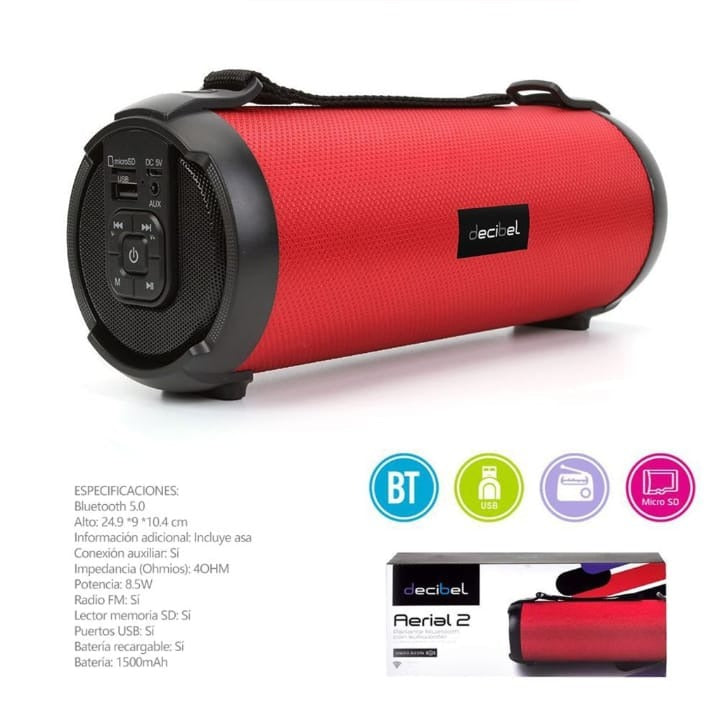 Altavoz Bluetooth Portátil Tipo Bazooka con Correa - altavoz bluetooth
