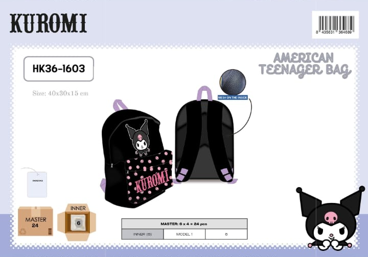 Mochila escolar Kuromi Teenager Bag
