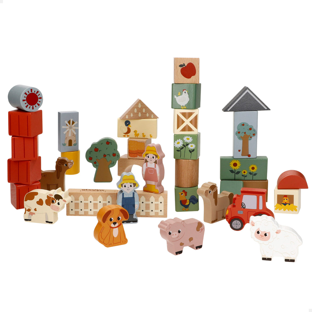 Woomax Zookabee Set 36 Bloques Madera Granja