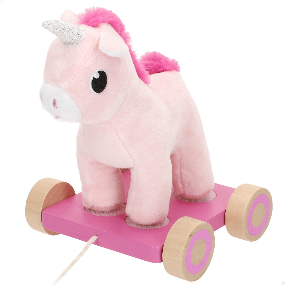 Woomax Arrastre de Madera y Peluche Unicornio