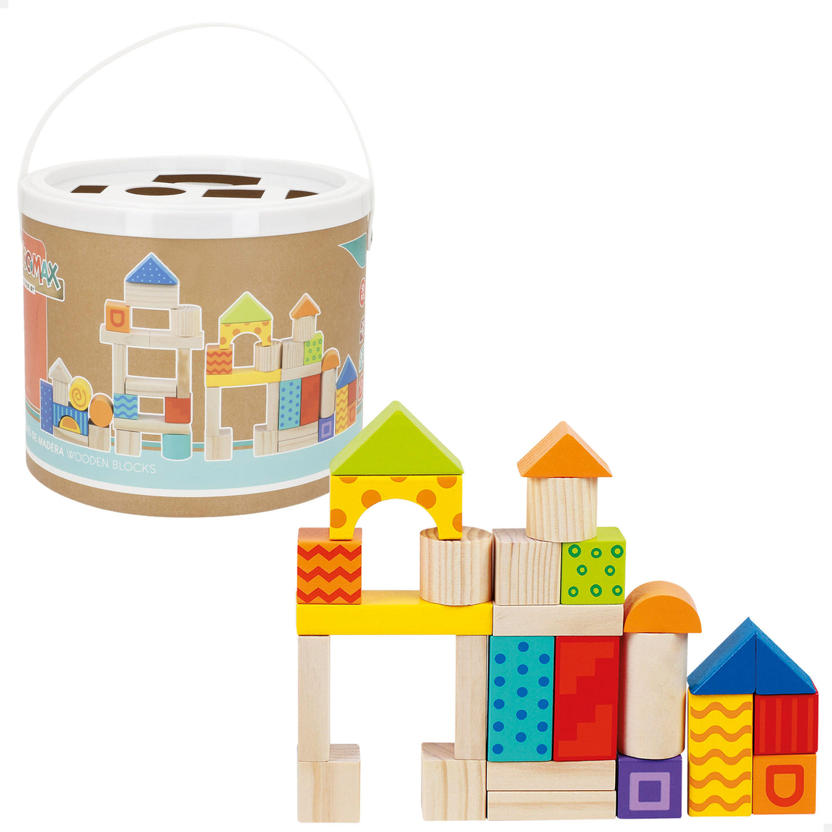 Woomax Juego de Bloques de Madera 50 Piezas