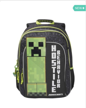 Mochila escolar Minecraft Creeper Adaptable a Trolley