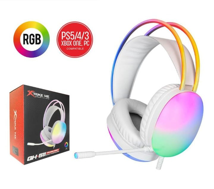 Auriculares Gaming RGB Blancos con Micrófono - auriculares inalámbricos