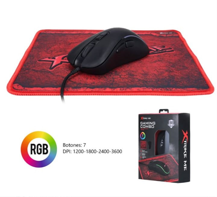Combo Gaming Ratón RGB + Alfombrilla a Juego - accesorio gaming