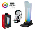Soporte Gaming RGB para Auriculares y Móvil con Hub 4 USB - accesorio gaming