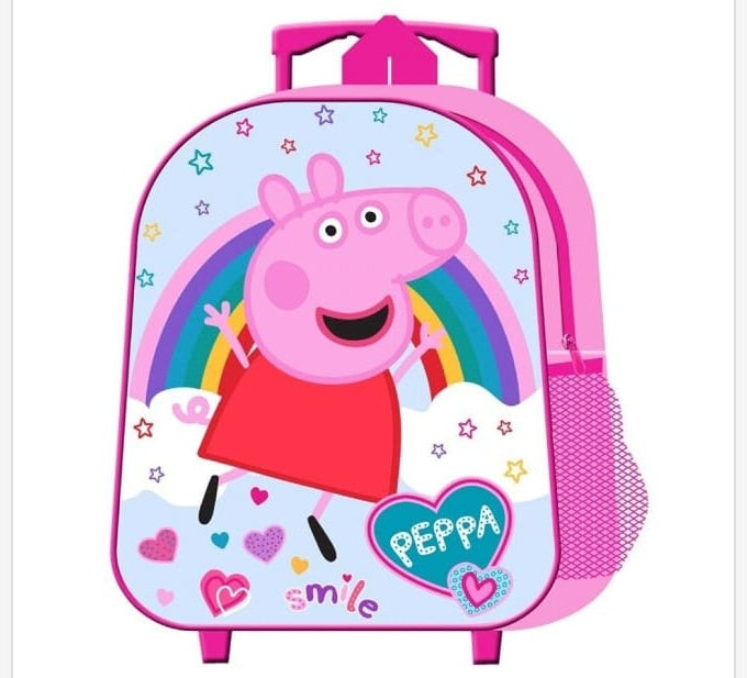 Mochila trolley escolar con Bolsillo Peppa Pig con ruedas