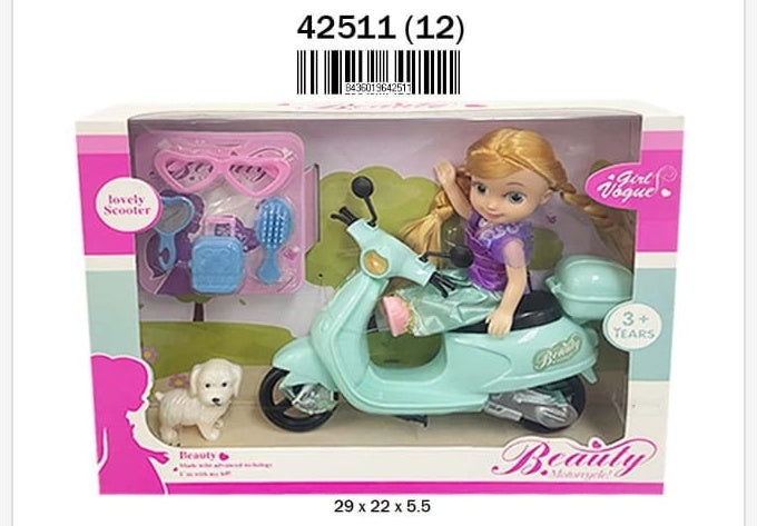 Moto Scooter con Muñeca y Accesorios - muñeca de juguete