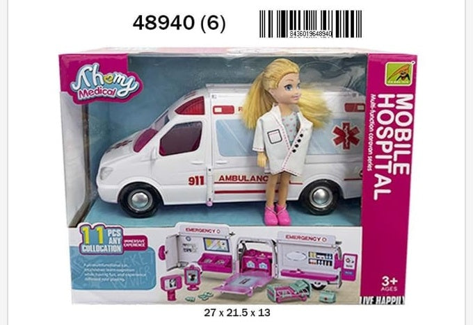 Muñeca con Ambulancia Hospital - muñeca de juguete
