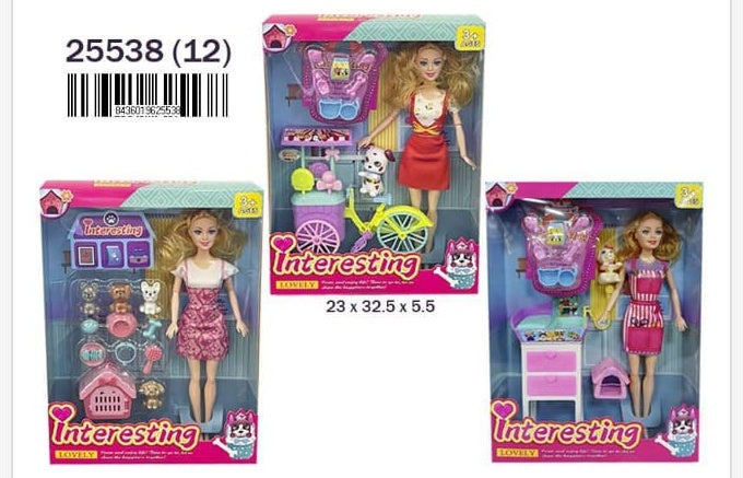 Muñeca con Mascotas 3 Surtidos - muñeca de juguete