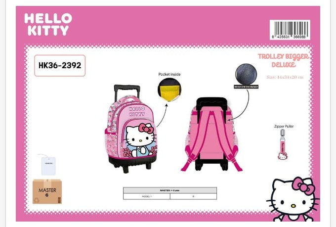 Mochila trolley escolar Bigger Deluxe Hello Kitty con ruedas
