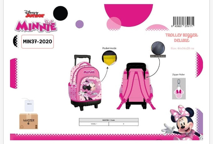 Mochila trolley escolar Bigger Deluxe Minnie con ruedas