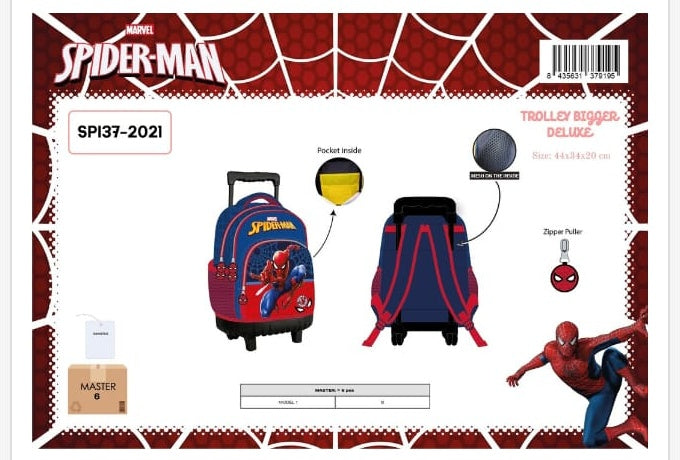 Mochila trolley escolar Bigger Deluxe Spiderman con ruedas