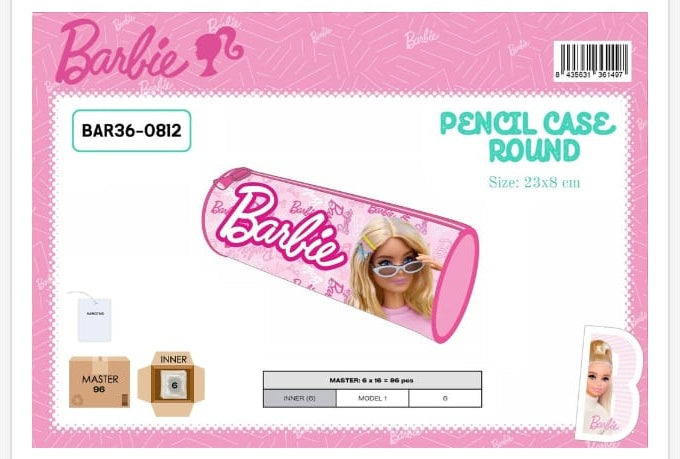 Estuche escolar redondo Barbie - portatodo de silicona infantil