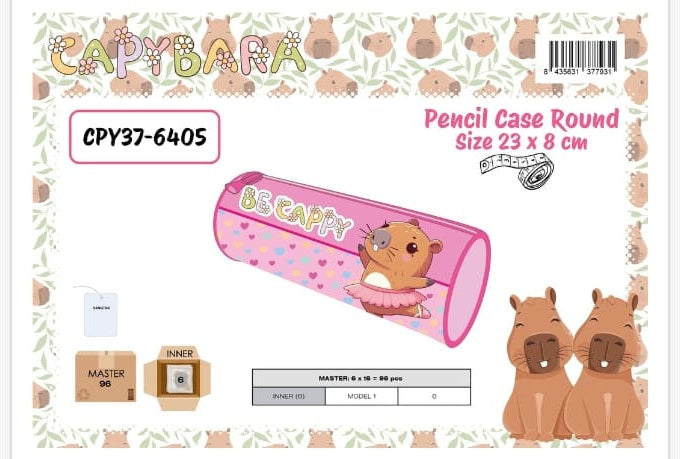 Estuche escolar redondo Capybara - portatodo de silicona infantil