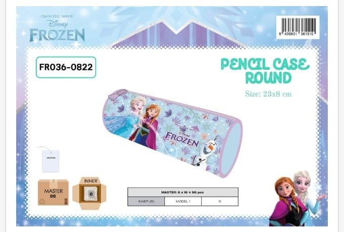 Estuche escolar redondo Frozen Elsa y Ana - portatodo de silicona infantil