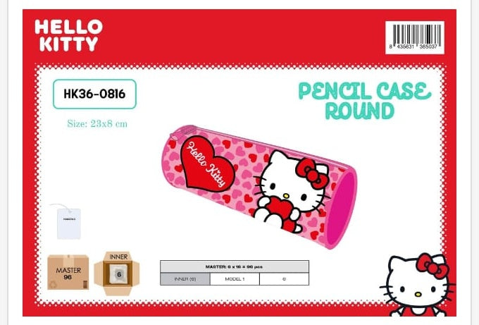 Estuche escolar redondo Hello Kitty Clasica - portatodo de silicona infantil
