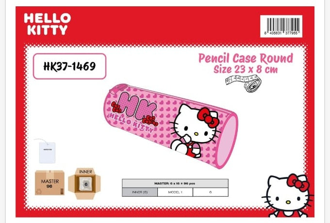 Estuche escolar redondo Hello Kitty Letras HK - portatodo de silicona infantil
