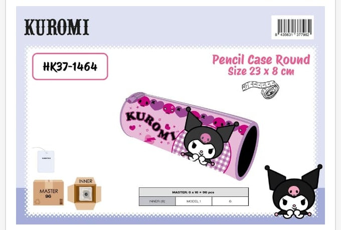 Estuche escolar redondo Kuromi Corazones - portatodo de silicona infantil