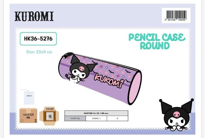 Estuche escolar redondo Kuromi Murcielagos - portatodo de silicona infantil