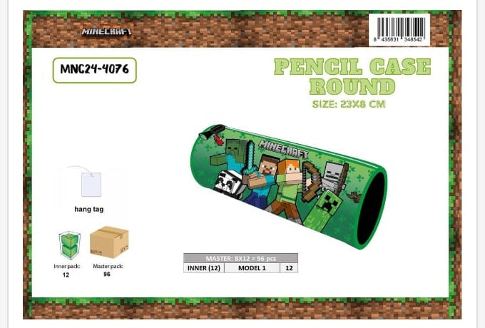 Estuche escolar redondo Minecraft - portatodo de silicona infantil