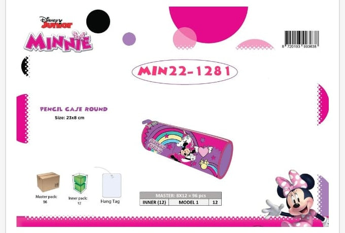 Estuche escolar redondo Minnie Arcoiris - portatodo de silicona infantil