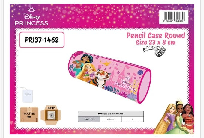 Estuche escolar redondo Princesas Disney Real - portatodo de silicona infantil