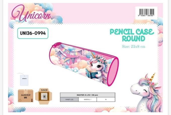Estuche escolar redondo Unicornio - portatodo de silicona infantil