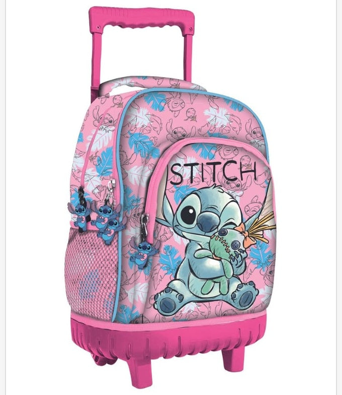 Mochila trolley escolar Grande 44cm Stitch  niña con ruedas