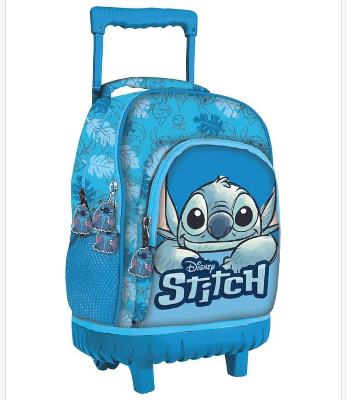 Mochila trolley escolar Grande 44cm Stitch azul smile con ruedas