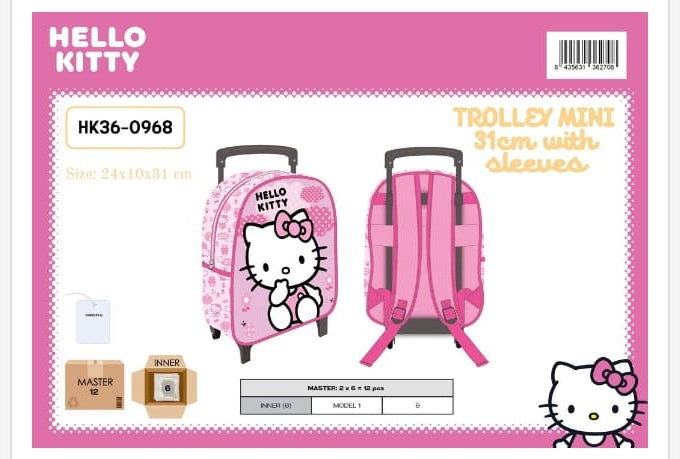 Mochila trolley escolar Mini 31cm Hello Kitty con ruedas