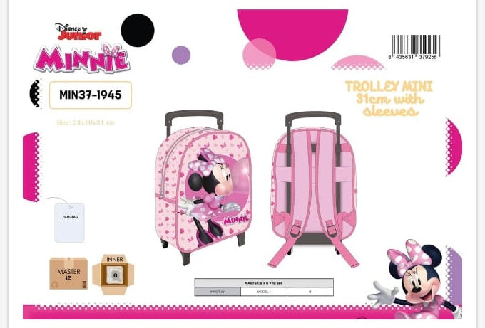Mochila trolley escolar Mini 31cm Minnie con ruedas