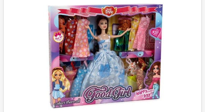 Muñeca con Vestido de Gala y 12 Vestidos - muñeca de juguete