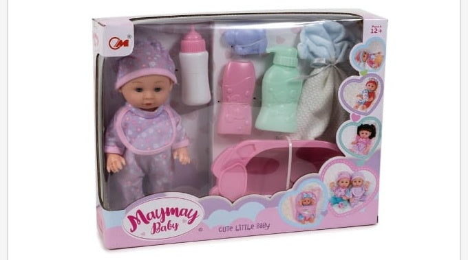 Muñeco Bebé con Biberón y Bañera - muñeca de juguete