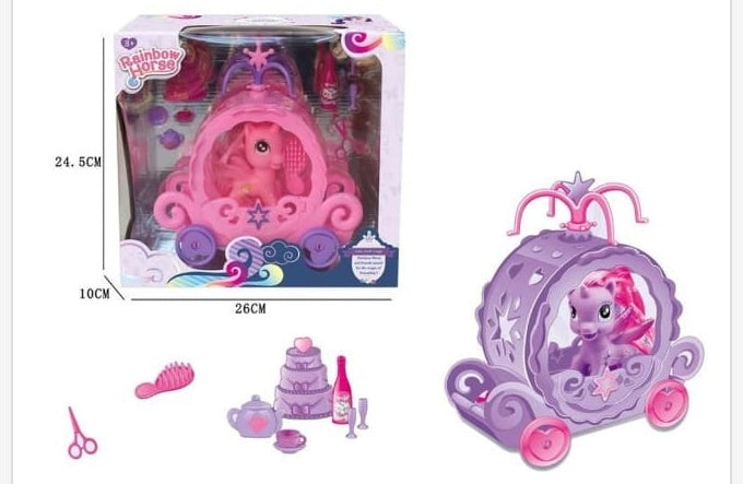 Pony con Carroza - muñeca de juguete