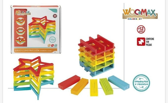 Juguete de madera Woomax 100 Bloques de Madera de Colores