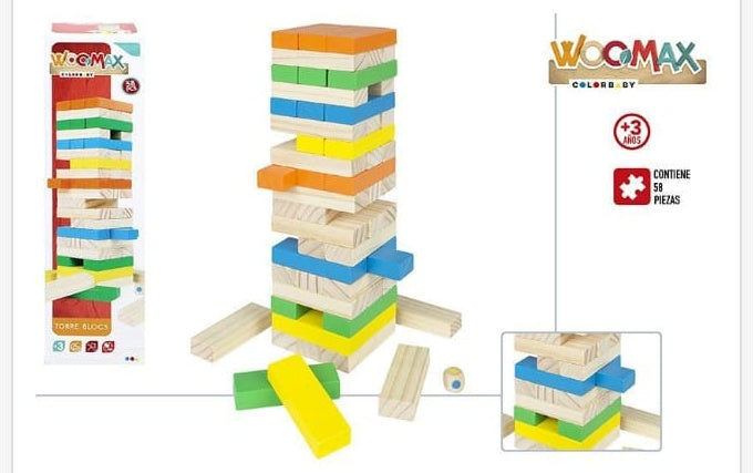 Juguete de madera Woomax Torre de Blocs de Madera 58 Piezas