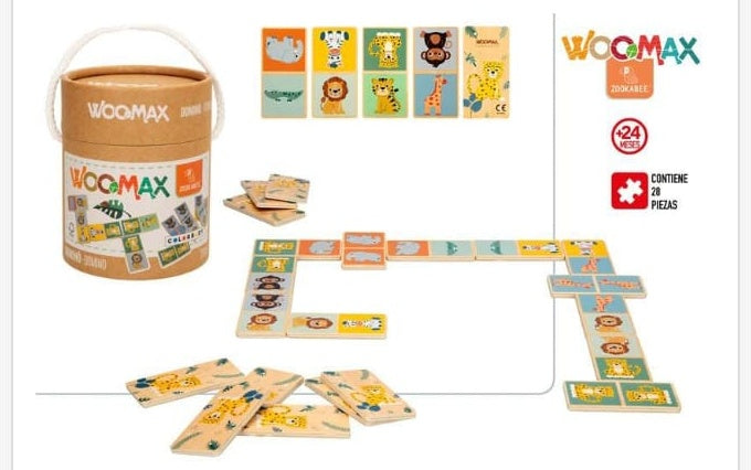 Juguete de madera Woomax Zookabee Domino en Tubo 28 Piezas