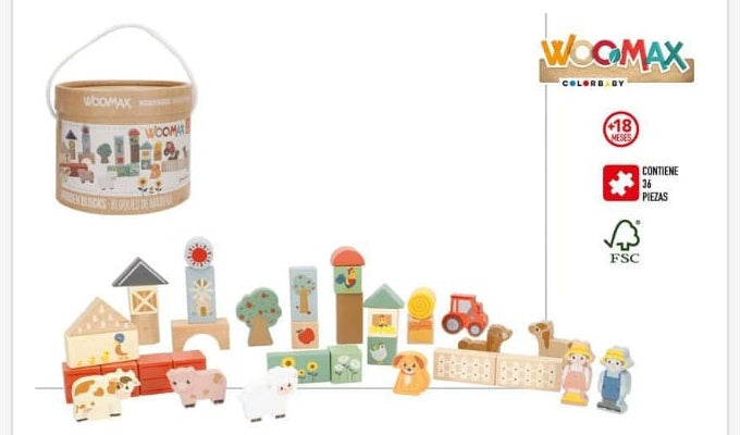Juguete de madera Woomax Zookabee Set 36 Bloques Madera Granja